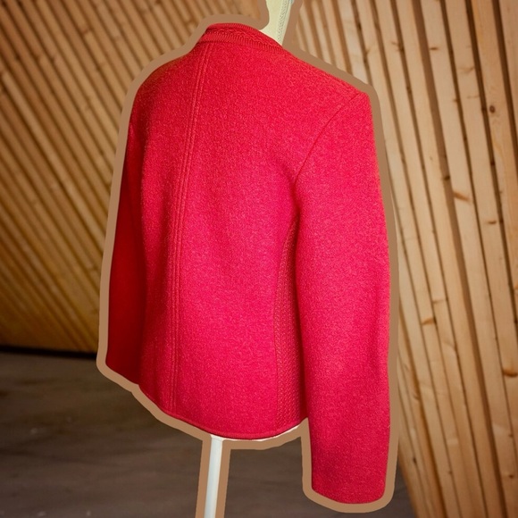 Geiger Made in Austria 100% Boiled Wool Braided Trim Lady Jacket in Cardinal Red - Picture 12 of 16